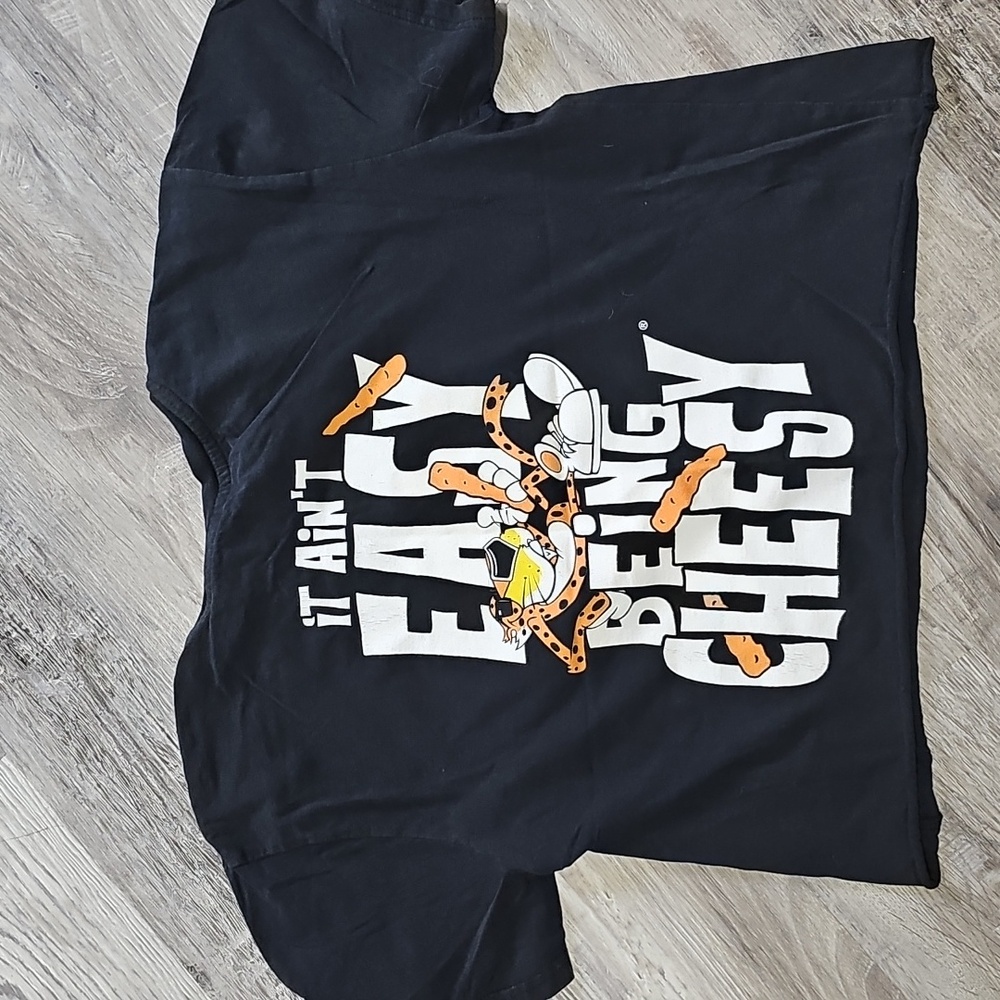 XS Cheetos Black Graphic Crop Tee with Cheesy Print